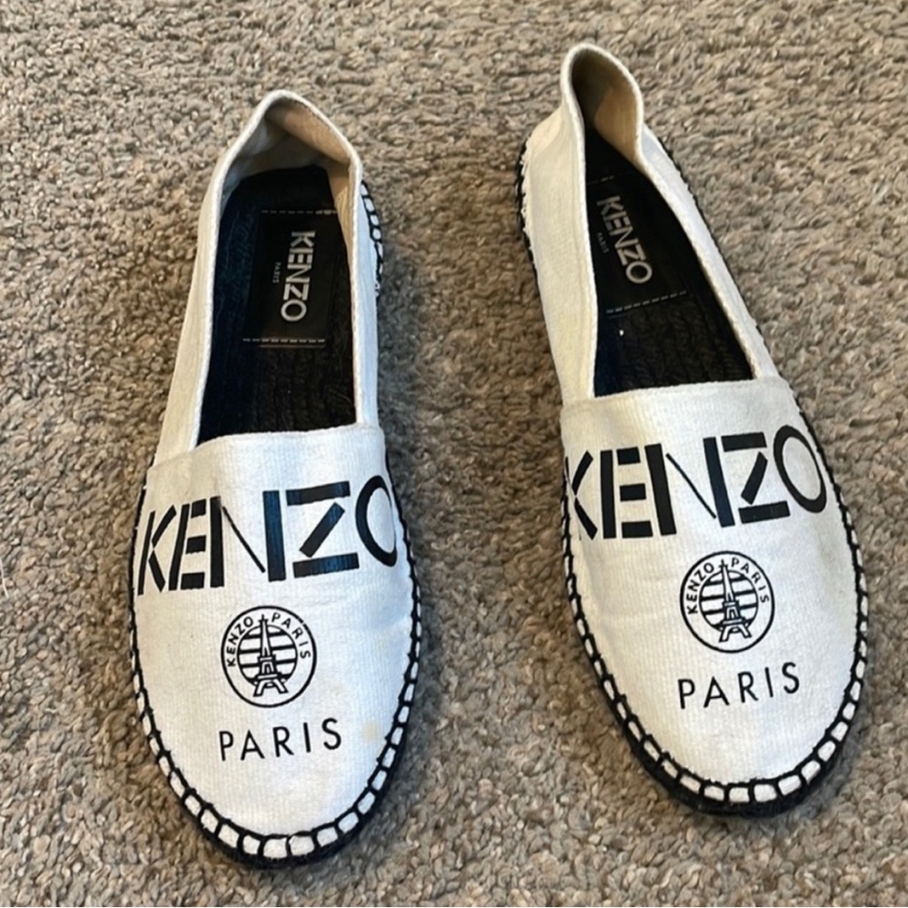 Kenzo Canvas Espadrilles in White and Black